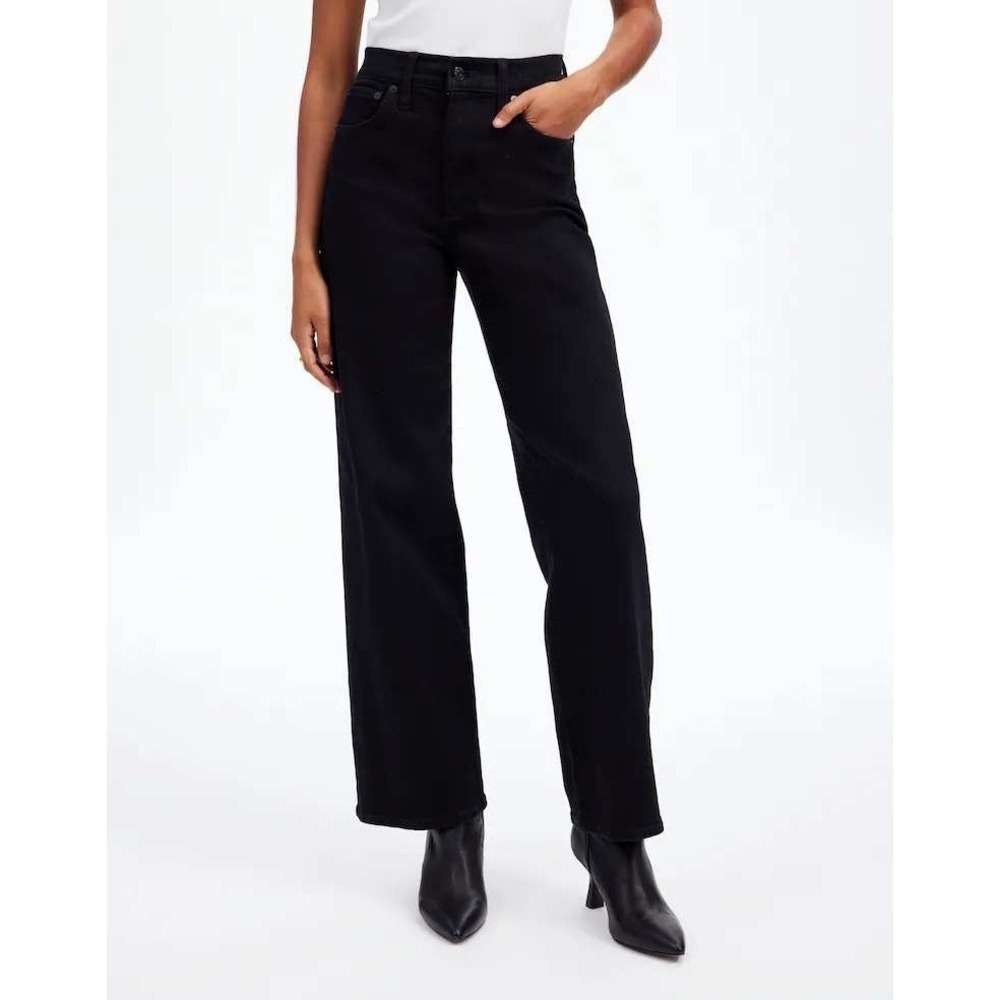 Madewell Perfect Vintage Wide Leg Jean Women 28 Petite Black Denim Minimalist